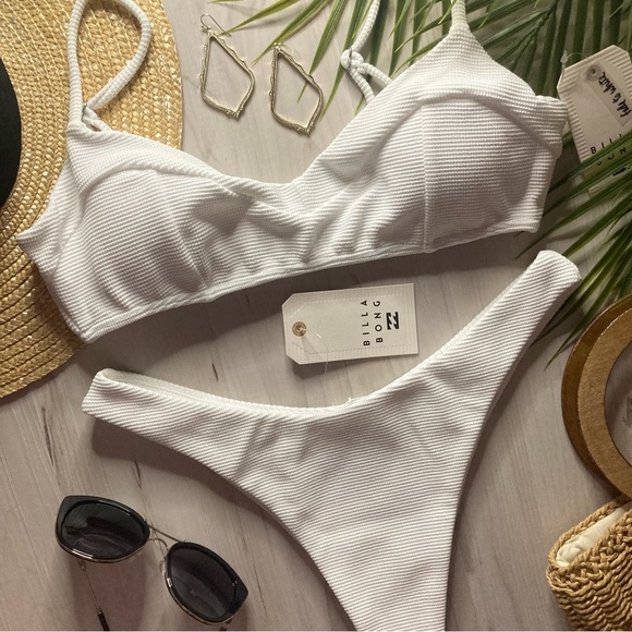 Billabong 🤍 Gigi Waffle Bralette Bikini Top | Skimpy Hike Bottoms - Picture 3 of 16